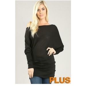 Plus Off Shoulder Asymmetrical Tunic Top